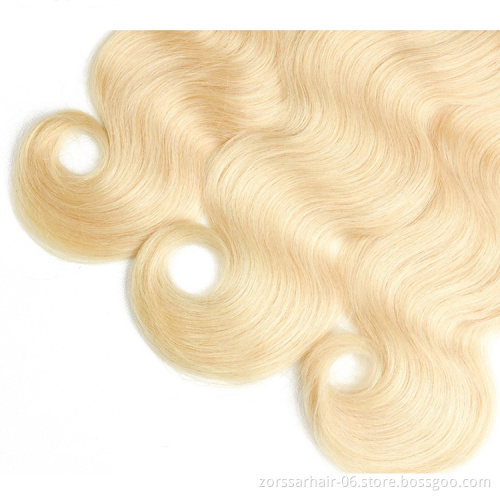 Raw blonde 613 virgin remy hair colors extensions weaving, platinum blonde human hair extension braiding